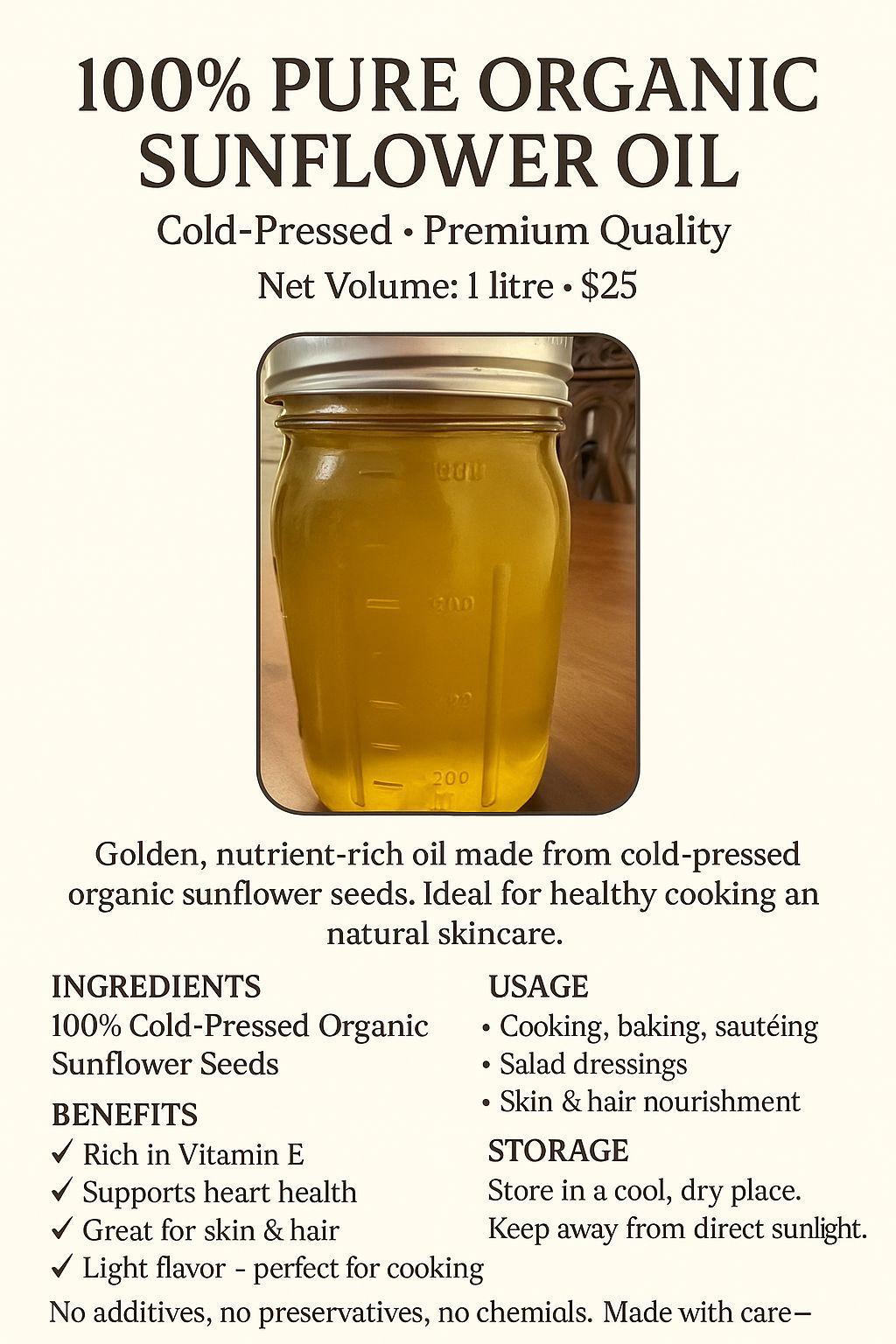 Sunflower Oil - Cold pressed